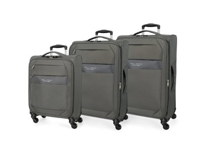 sada textilnych cestovnych kufrov roll road royce grey siva 55 66 76cm 5019422