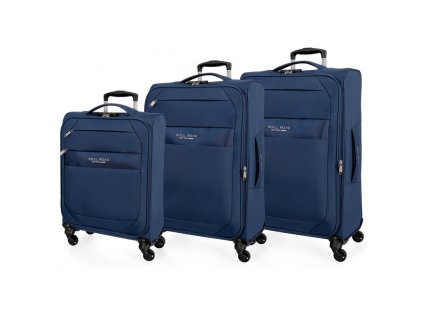 sada textilnych cestovnych kufrov roll road royce blue modra 55 66 76cm 5019423