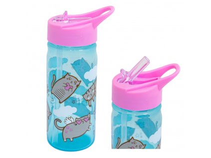 plastova flasa s vysuvnou slamkou aqua pure meow 450ml 511025009