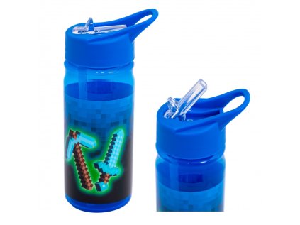 plastova flasa s vysuvnou slamkou aqua pure blue pixel 450ml 511025003