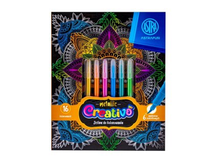 set na vyfarbovanie astrafun creativo metallic 6 fixiek 16 obrazkov 601024003