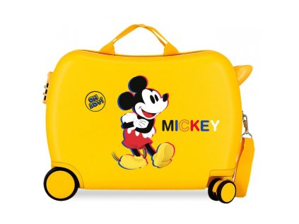 detsky cestovny kufor na kolieskach odrazadlo mickey mouse 3d ochre 2929822