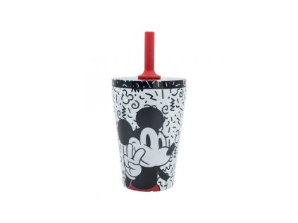 nerezovy termo pohar so silikonovou slamkou mickey mouse 360ml 74398