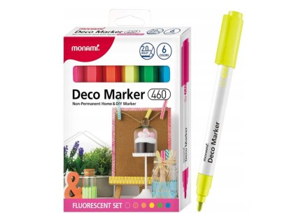 sada akrylovych popisovacov monami deco marker 460 fluorescent set 6ks 2mm