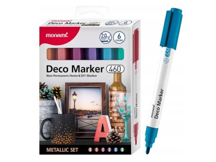 sada akrylovych popisovacov monami deco marker 460 metal set 6ks 2mm