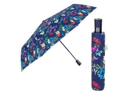 elegantny skladaci damsky dazdnik perletti time fiori modry 26433