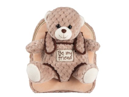 detsky plysovy batoh s odnimatelnou hrackou perletti toys macko 13038