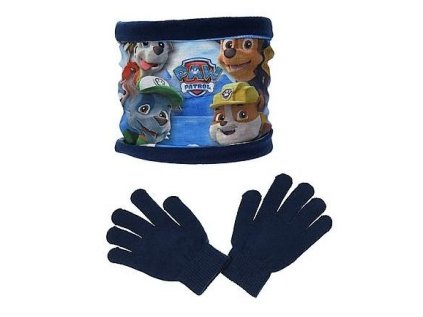 NÁKRČNÍK A RUKAVICE TLAPKOVÁ PATROLA ph 4241 tm. modrý (Velikost uni)