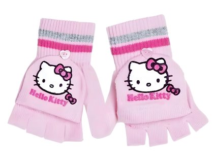RUKAVICE DVA V JEDNOM HELLO KITTY nh 4041 růžové (Velikost uni)