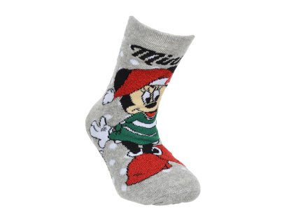 TERRY PONOŽKY MINNIE vánoce hs 0606 šedé (Velikost 23-26)