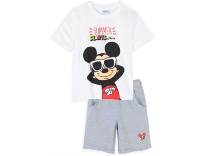 KOMPLET TRIČKO A KRAŤASY MICKEY em 8313 bílo - šedý (Velikost 3)