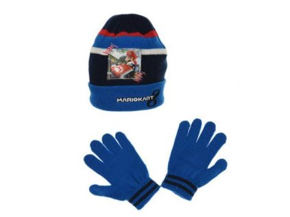 ČEPICE A RUKAVICE SUPER MARIO ho 4462 modrá (Velikost 52)
