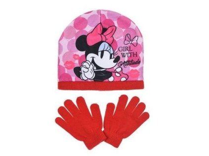 ČEPICE A RUKAVICE MINNIE hs 4050 červená (Velikost 52)