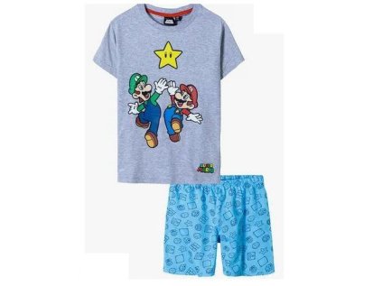 PYŽAMO SUPER MARIO f UK 081 šedo - modré (Velikost 5)