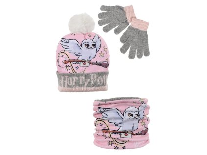 SOUPRAVA ČEPICE, NÁKRČNÍK A RUKAVICE HARRY POTTER hu 4115 šedá (Velikost 52)