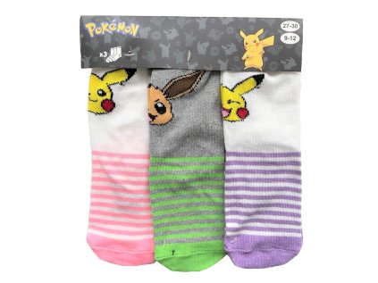 SADA 3 KS PONOŽKY POKÉMON Erv 38939-2 proužek (Velikost 23-26)