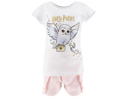 KOMPLET TRIČKO A KRAŤASY HARRY POTTER EV fl. 1139 bílo - růžový (Velikost 98)