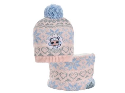 SOUPRAVA ČEPICE A NÁKRČNÍK L.O.L. hu 4095 pink (Velikost 52)