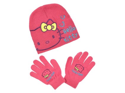ČEPICE A RUKAVICE HELLO KITTY nh 4332 malinová (Velikost 52)