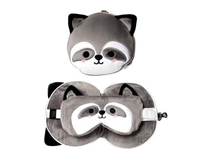 CESTOVNÍ POLŠTÁŘ S MASKOU NA OČI MÝVAL Puc cus228 šedý (Velikost uni)