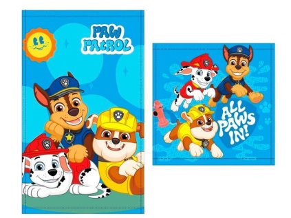 SADA RUČNÍK NA RUCE A NA OBLIČEJ TLAPKOVÁ PATROLA ML paw24-3854 modrý (Velikost uni)