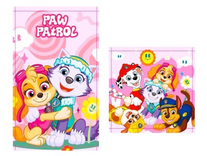 SADA RUČNÍK NA RUCE A NA OBLIČEJ TLAPKOVÁ PATROLA ML paw24-3846 růžový (Velikost uni)