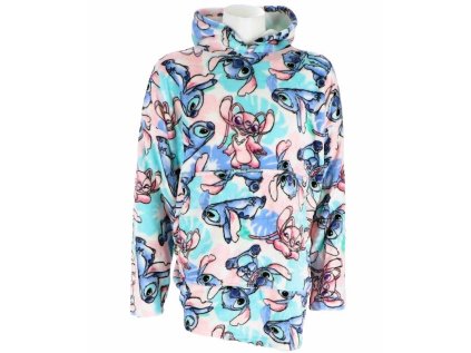 PONČOVÝ ŽUPAN LILO A STITCH Ay 061 růžovo - tyrkysový 387-2024 (Velikost 6-14)