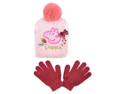 SOUPRAVA KULICH A RUKAVICE PEPPA PIG vh 4026 sv. růžový (Velikost 52)