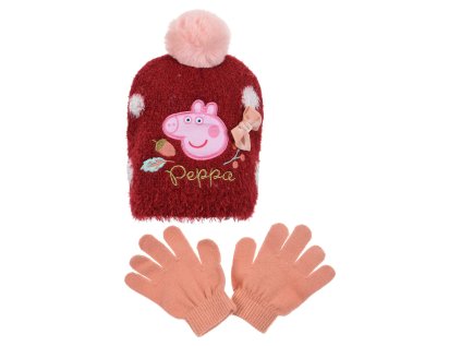 SOUPRAVA KULICH A RUKAVICE PEPPA PIG vh 4026 tm. růžový (Velikost 52)
