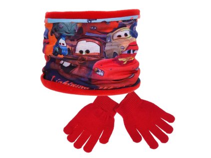 SOUPRAVA NÁKRČNÍK A RUKAVICE CARS SC ph 4238 červený (Velikost uni)