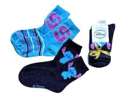 SADA 2 KS PONOŽKY STITCH SC xh39008 modro - tm. modré (Velikost 36-38)