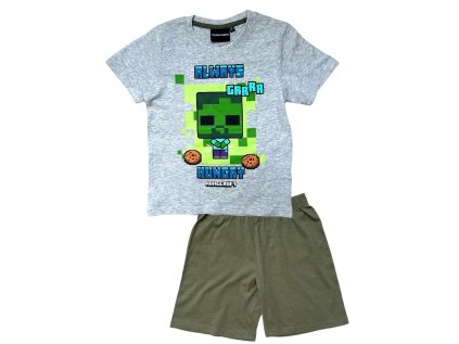 PYŽAMO MINECRAFT FU s25 63898 - 431 šedo - tm. zelené (Velikost 6)
