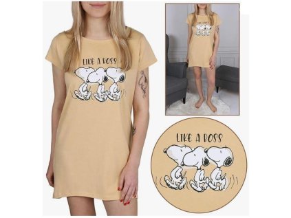NOČNÍ KOŠILKA SNOOPY (dospělé velikosti) Em 596 meruňková (Velikost XS)