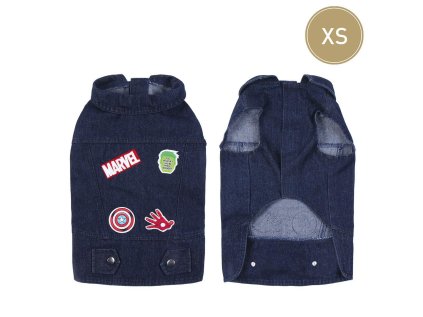 DŽÍNOVÝ OBLEČEK PRO PSA MARVEL XS Cer 2800000777 tm. modrý (Velikost XS)