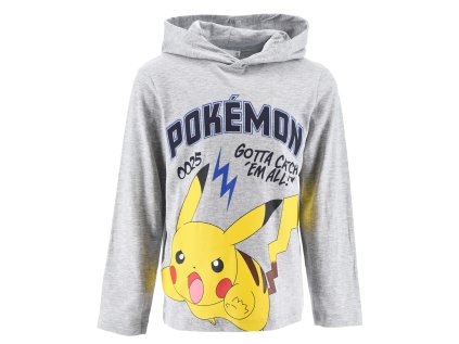 TRIKO S KAPUCÍ POKÉMON SC hy 10294 šedé (Velikost 104)