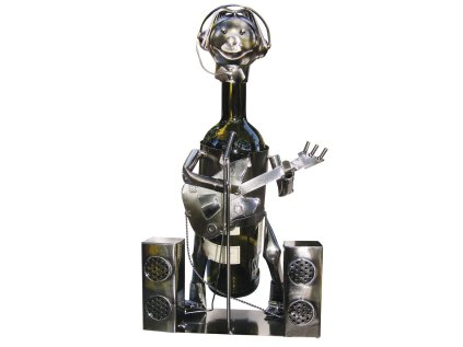 Kovový stojan na víno, motiv hudebník, 21 x 19 x 24cm