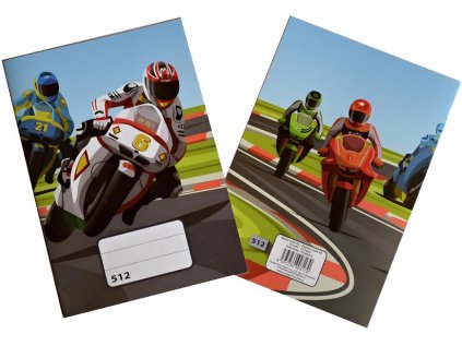 sešit 512, A5, 10 listů, linkovaný 16 mm, motiv motorky