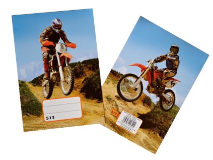 sešit 513, A5, 10 listů, linkovaný 12 mm, motiv motorky