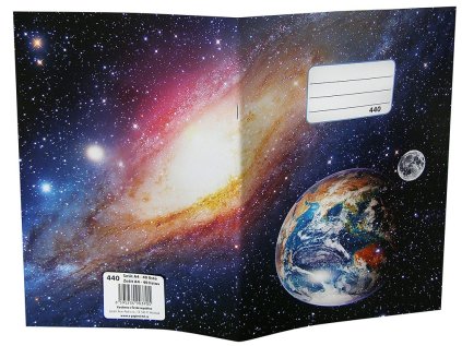 sešit 440, A4, 40 listů, bez linek motiv vesmír