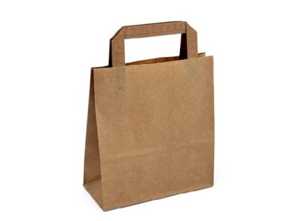 Papírová taška hnědá 18x8x22 s plochým uchem Topcraft