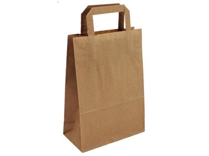 Papírová taška hnědá 20x10x28 s plochým uchem Topcraft