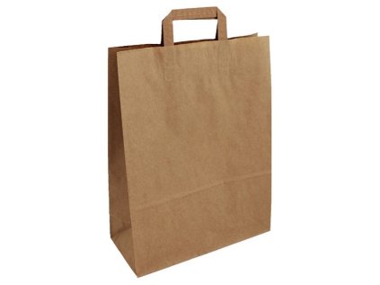Papírová taška hnědá 32x14x42 s plochým uchem Topcraft
