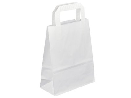 Papírová taška bílá 18x8x22 s plochým uchem Topcraft