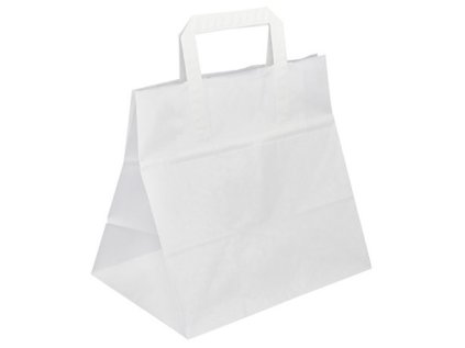Papírová taška bílá 26x17x24 Takeaway s rozšířeným dnem