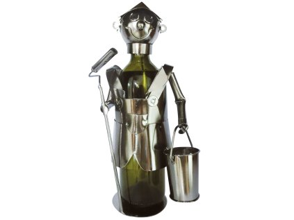 Kovový stojan na víno, motiv malíř pokojů