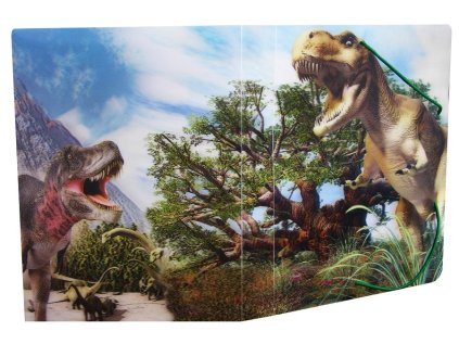 Krabice na sešity s gumou A5,motiv dinosauři,3D efekt