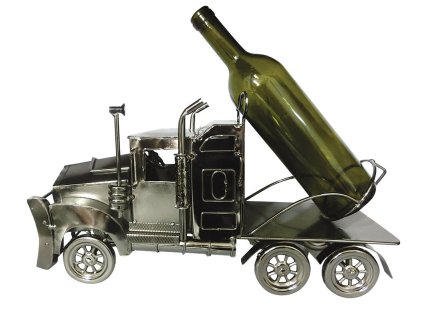 Kovový stojan na víno, motiv kamion