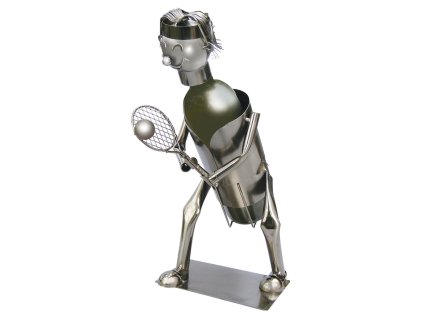 Kovový stojan na víno, motiv tenista