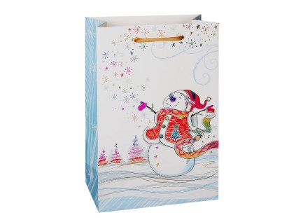 Vánoční dárková taška 22,5 x 10 x 33,5cm motiv sněhulák