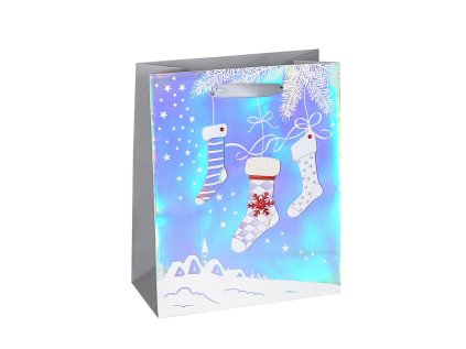 Vánoční dárková taška 18 x 9 x 23cm motiv punčochy